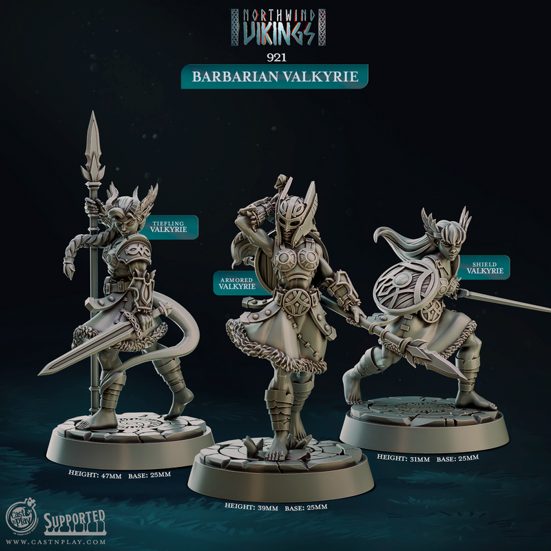 Barbarian Valkyries - Northwind Vikings - CastNPlay - Terrain Wargaming D&D DnD 28mm 32mm 40mm 54mm - Only-Games