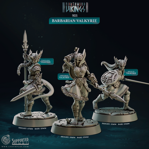 Barbarian Valkyries - Northwind Vikings - CastNPlay - Terrain Wargaming D&D DnD 28mm 32mm 40mm 54mm - Only-Games