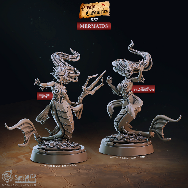 Mermaids - Pirate Chronicles - CastNPlay - Terrain Wargaming D&D DnD 28mm 32mm 40mm 54mm - Only-Games