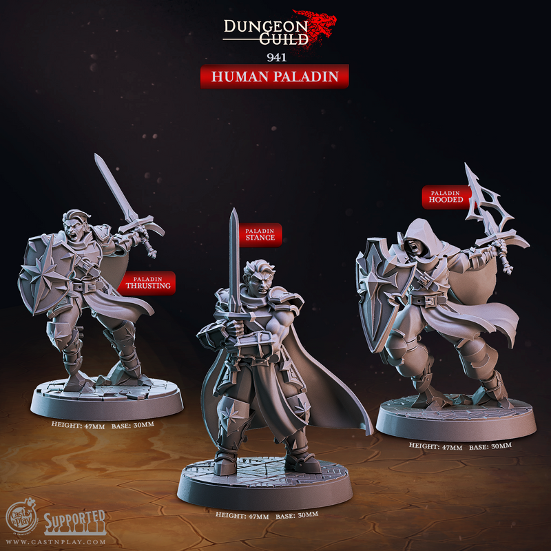 Human Paladins - Dungeon Guild - CastNPlay - Terrain Wargaming D&D DnD 28mm 32mm 40mm 54mm - Only-Games