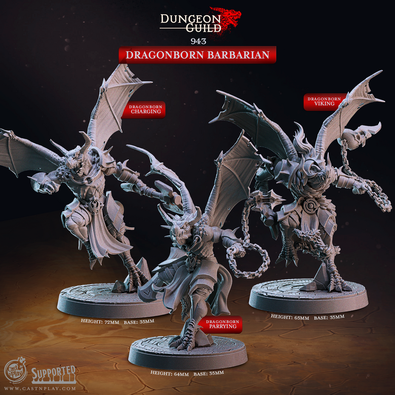 Dragonborn Barbarians - Dungeon Guild - CastNPlay - Terrain Wargaming D&D DnD 28mm 32mm 40mm 54mm - Only-Games
