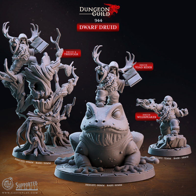 Dwarf Druids - Dungeon Guild - CastNPlay - Terrain Wargaming D&D DnD 28mm 32mm 40mm 54mm - Only-Games
