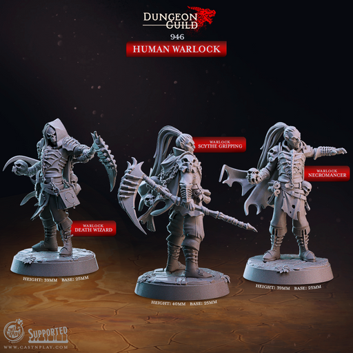 Human Warlocks - Dungeon Guild - CastNPlay - Terrain Wargaming D&D DnD 28mm 32mm 40mm 54mm - Only-Games