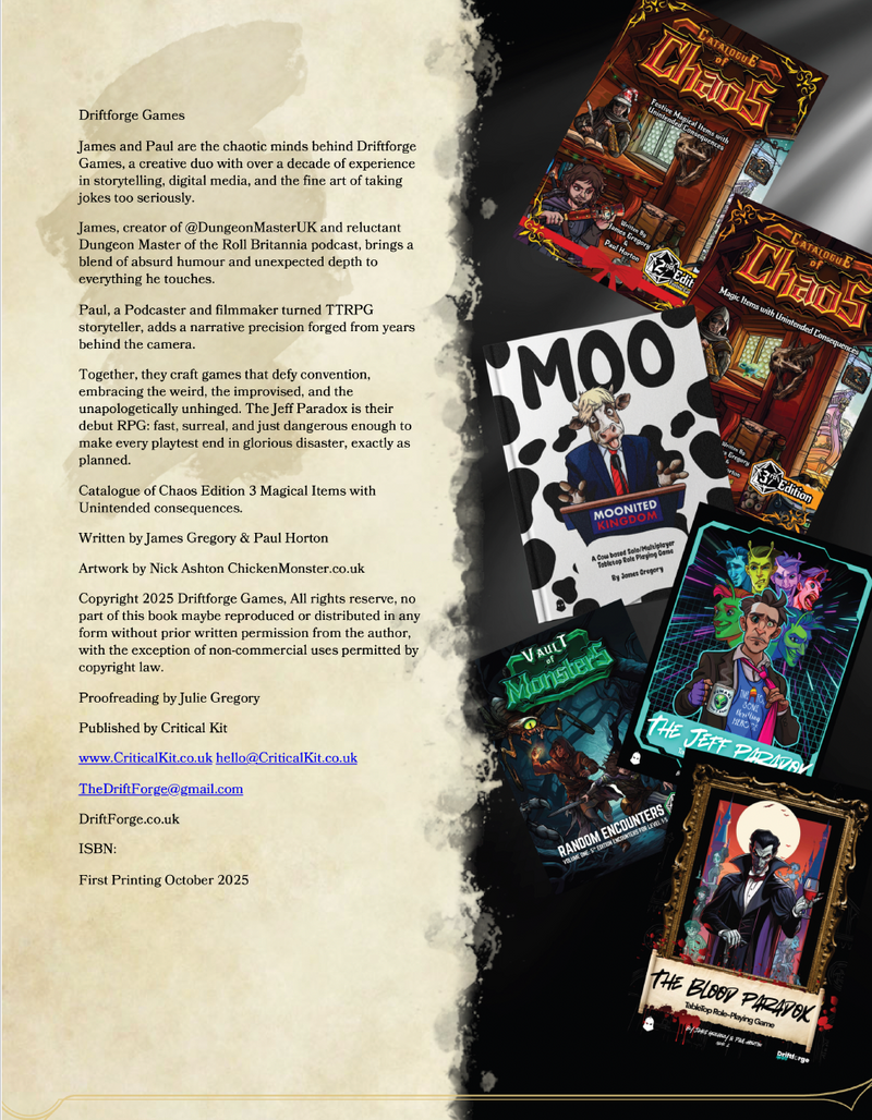 Catalogue of Chaos Ed. 2 - Festive Magical Items with Unintended Consequences - Only-Games