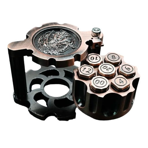 Hexchamber | Ancient Copper | Bullet Dice Set with Spinning Revolver Case - Only-Games