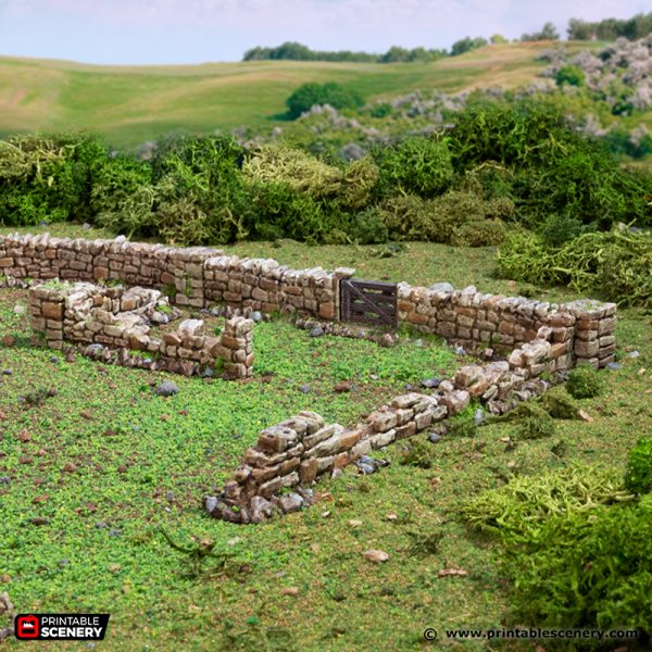 Country Low Walls - King and Country - Printable Scenery - Only-Games