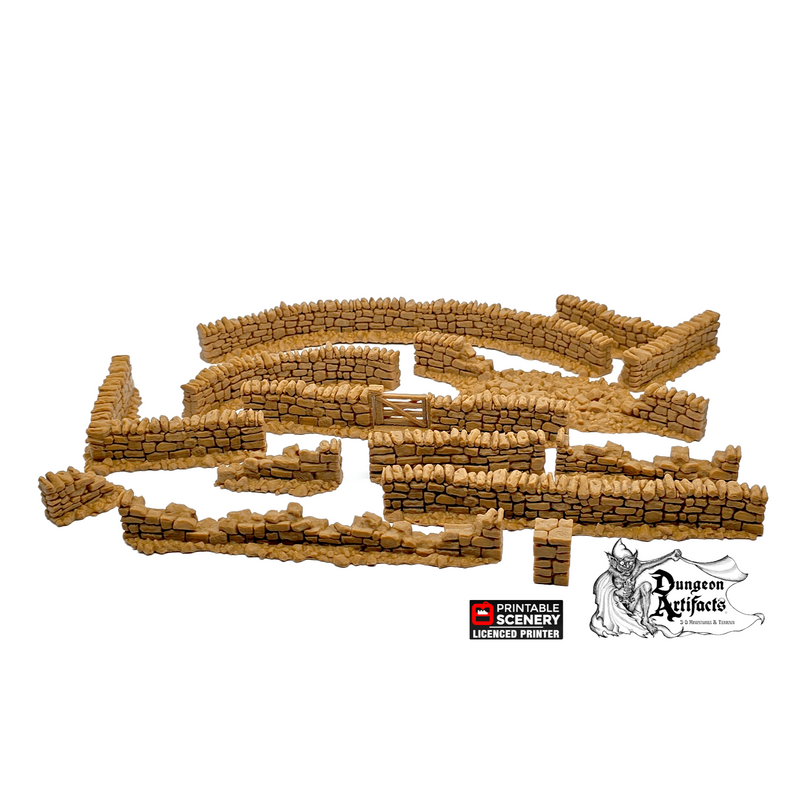Country Low Walls - King and Country - Printable Scenery - Only-Games