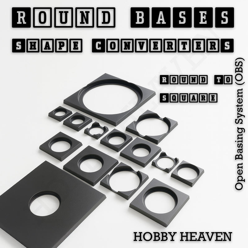 Round to Square Bases Shape and Size Converters 3d Print Full Range - Only-Games