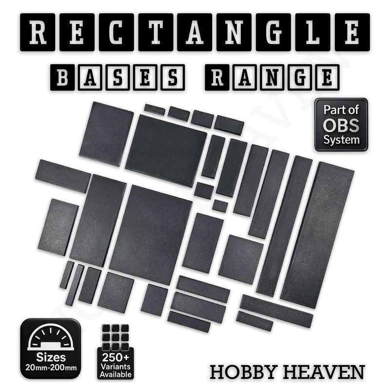 Rectangle Bases Range Sizes - 125x50mm to 200x175mm Large Sizes 3d Print Full Range Tabletop Games - Only-Games