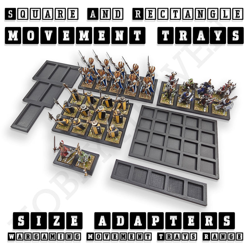 Square and Rectangle Movement Trays Adapters for Tabletop Games - Only-Games