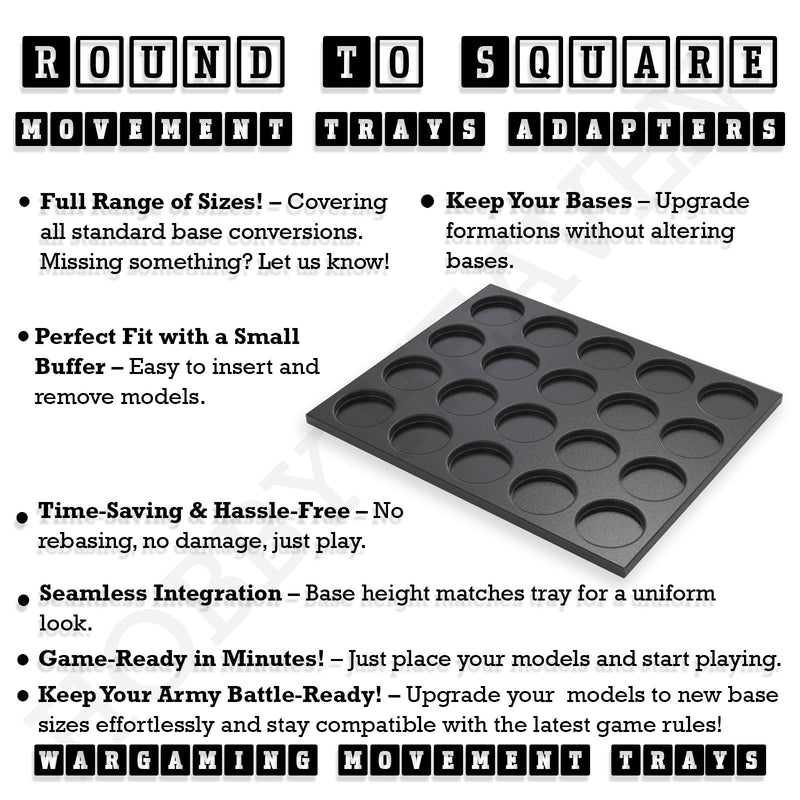 Round to Square Movement Trays Adapters for Tabletop Games - Only-Games