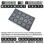 Round to Square Movement Trays Adapters for Tabletop Games - Only-Games