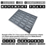 Square and Rectangle Movement Trays Adapters for Tabletop Games - Only-Games
