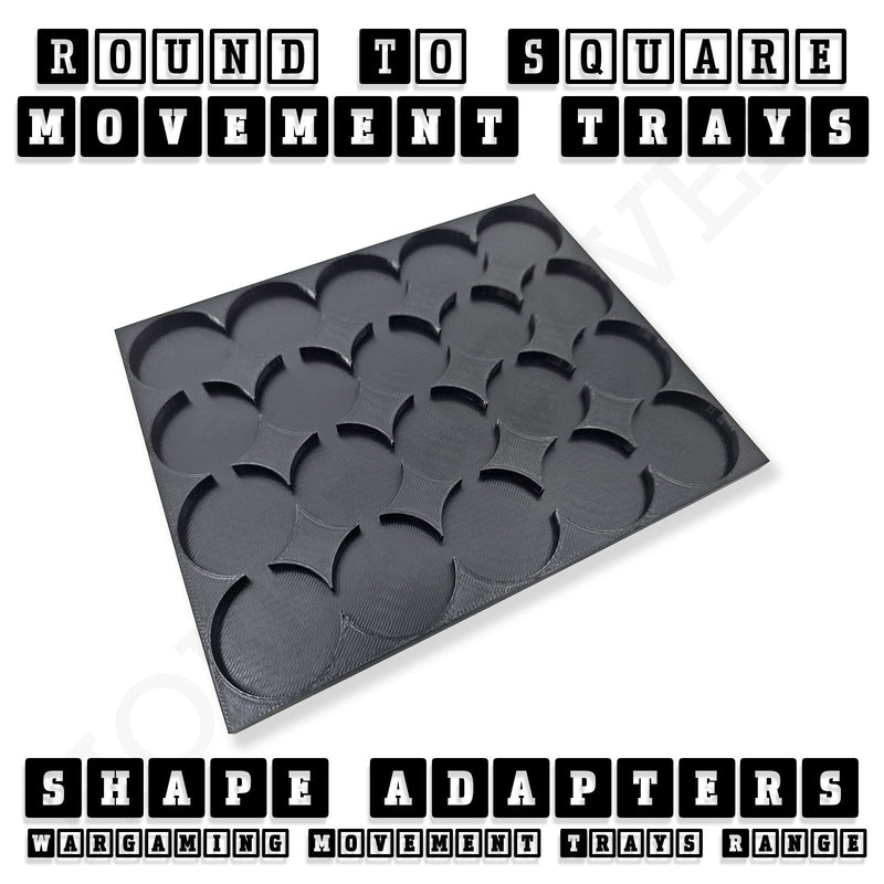 Round to Square Movement Trays Adapters for Tabletop Games - Only-Games