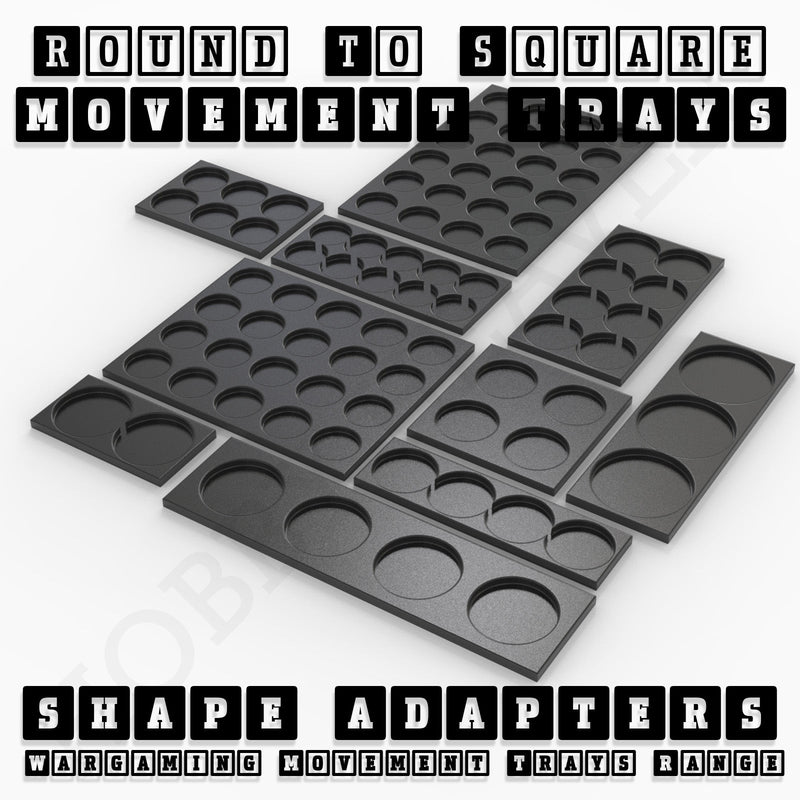 Round to Square Movement Trays Adapters for Tabletop Games - Only-Games