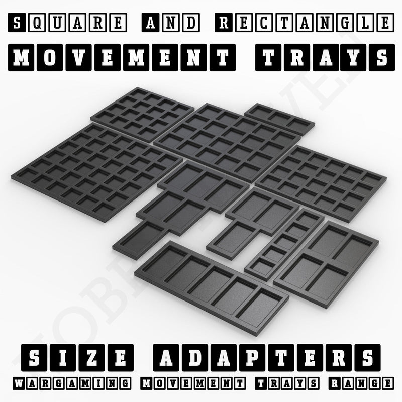 Square and Rectangle Movement Trays Adapters for Tabletop Games - Only-Games