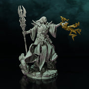 Elf Wizard Casting Spell PC NPC, Paintedornot Original Design Unpainted Mini | 5 Sizes /Scales - Only-Games