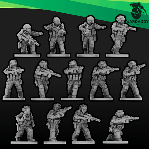 Sci-Fi Future Mercs- Riflemen - Highcut Helmets (15mm) - Only-Games
