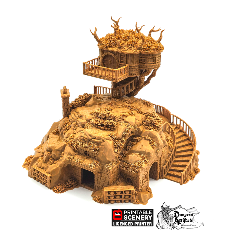 Gardeners Guildhall W/ Treehouse - Rise of the Halflings - Printable Scenery - Terrain, Wargaming, D&D, DnD - Only-Games