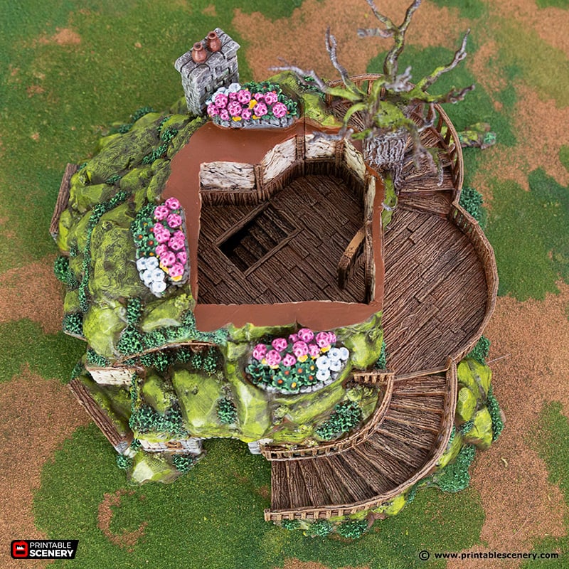 Gardeners Guildhall W/ Treehouse - Rise of the Halflings - Printable Scenery - Terrain, Wargaming, D&D, DnD - Only-Games