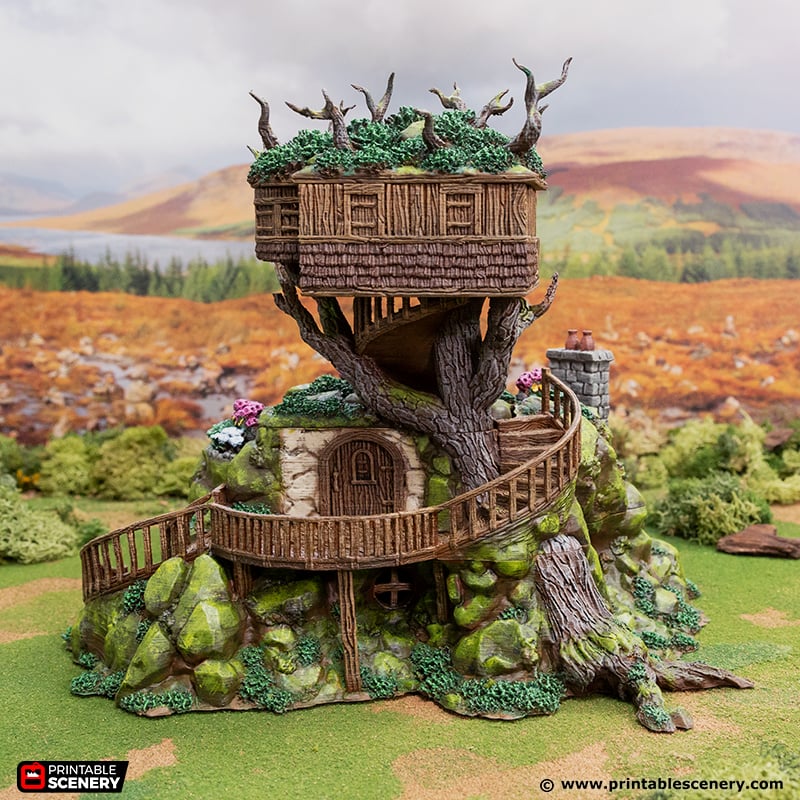 Gardeners Guildhall W/ Treehouse - Rise of the Halflings - Printable Scenery - Terrain, Wargaming, D&D, DnD - Only-Games