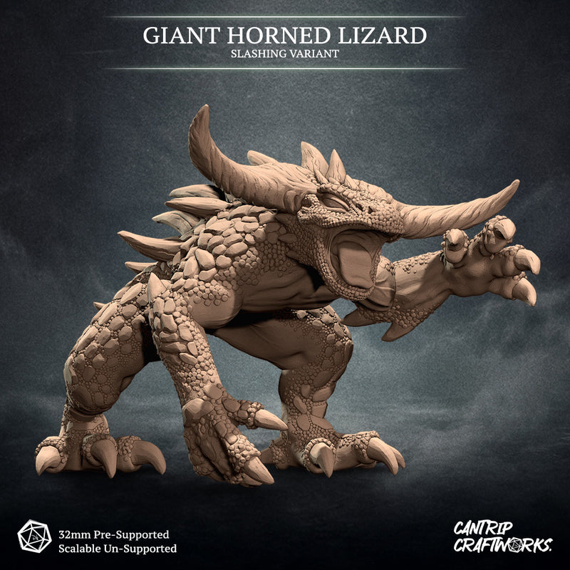 Giant Horned Lizard Trio - Ancient Guardians of the Untamed Wilds