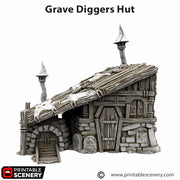 Grave Diggers Hut - Cities of Ramshackle and Ruin - Printable Scenery - Terrain, Wargaming, D&D, DnD - Only-Games