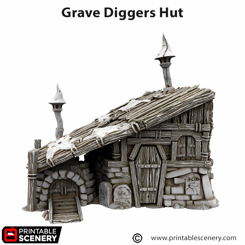 Grave Diggers Hut - Cities of Ramshackle and Ruin - Printable Scenery - Terrain, Wargaming, D&D, DnD - Only-Games