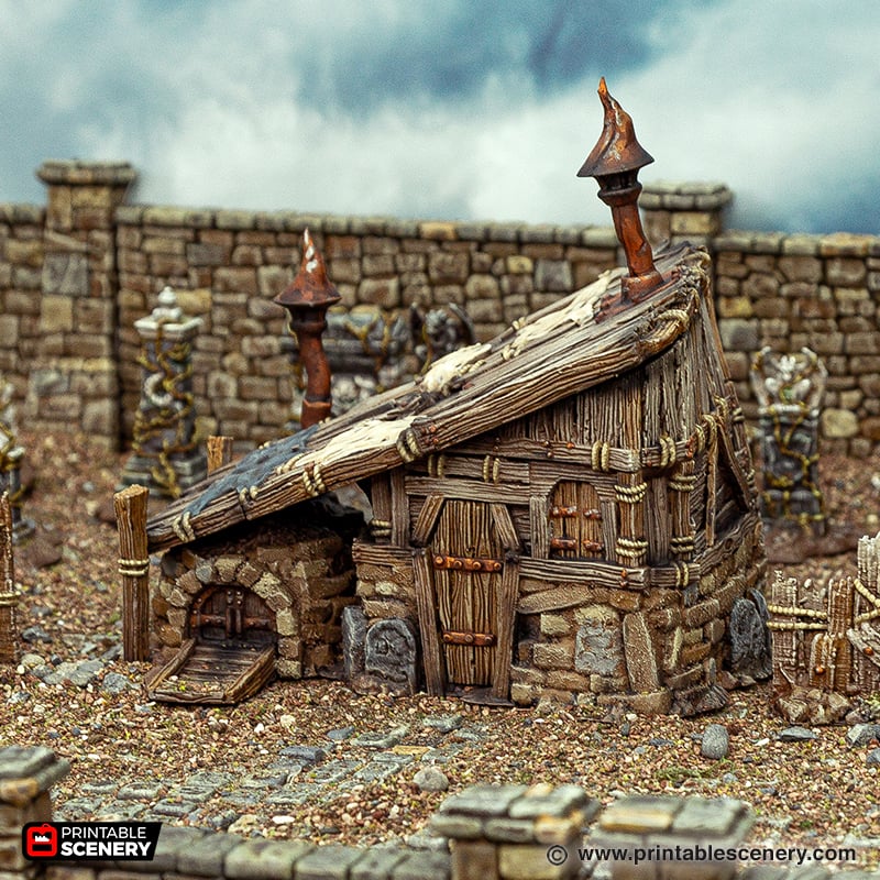 Grave Diggers Hut - Cities of Ramshackle and Ruin - Printable Scenery - Terrain, Wargaming, D&D, DnD - Only-Games