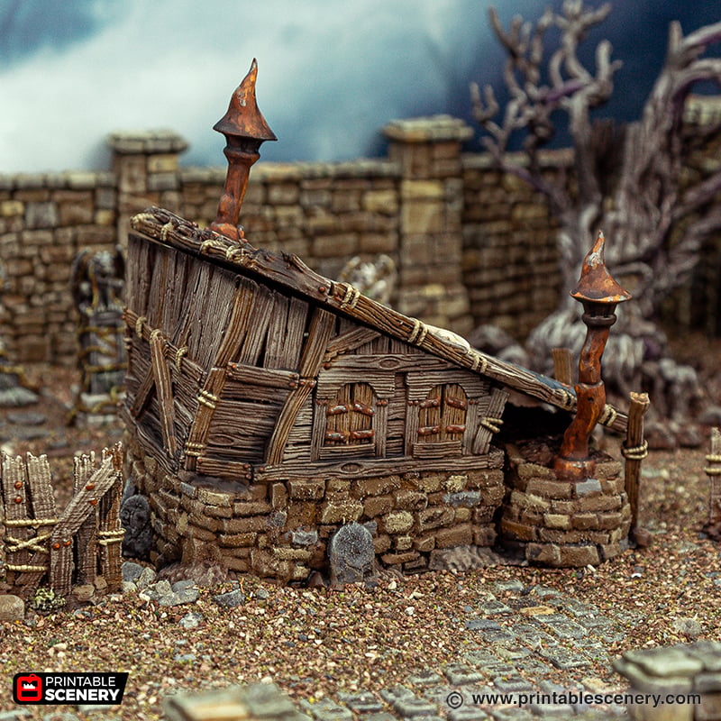 Grave Diggers Hut - Cities of Ramshackle and Ruin - Printable Scenery - Terrain, Wargaming, D&D, DnD - Only-Games