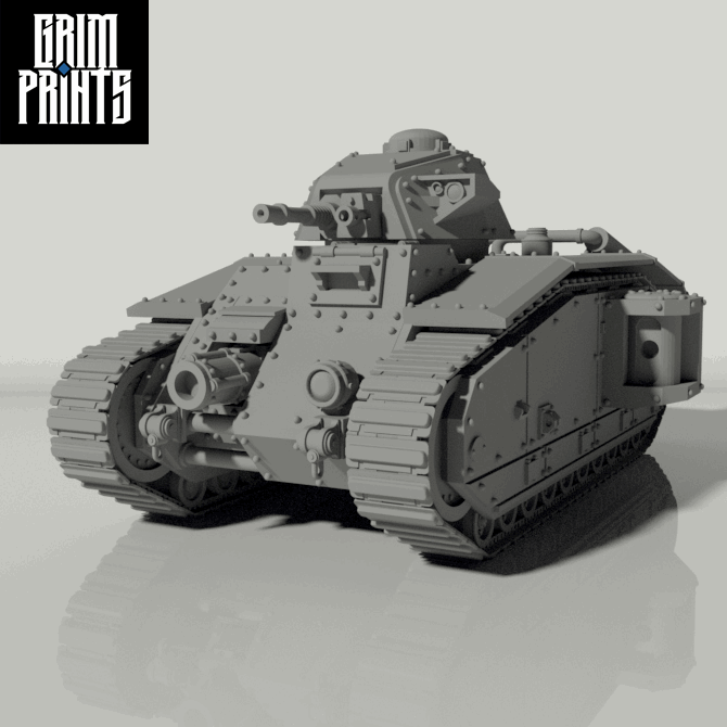 Grim Char B1 Main Battle Tank | WWII inspired sci-fi battle tank for Wargaming - Only-Games