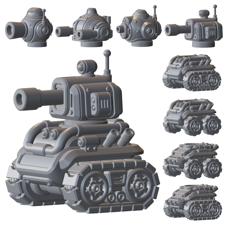 Sci-Fi Chibi Tonk Kit Tank Miniatures for Tabletop Wargames - Only-Games