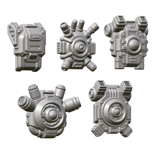 Set of 5 Sci-Fi Power Packs  - 32mm Miniatures Kitbash Bits - Only-Games