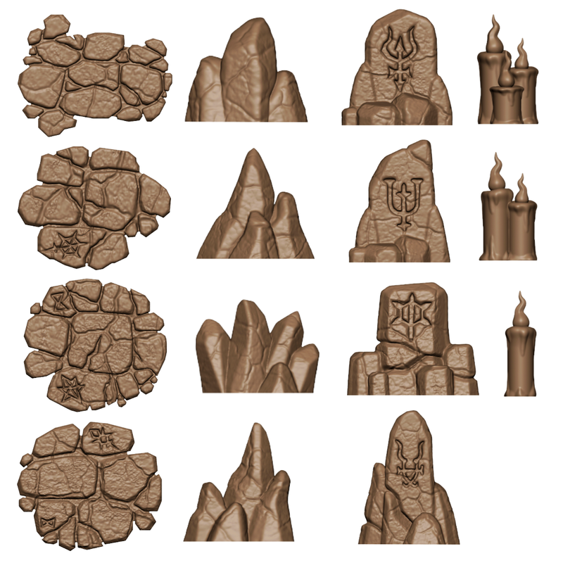 Demonic Temple Basing Bits Pack - 32mm Tabletop Scenery - Only-Games