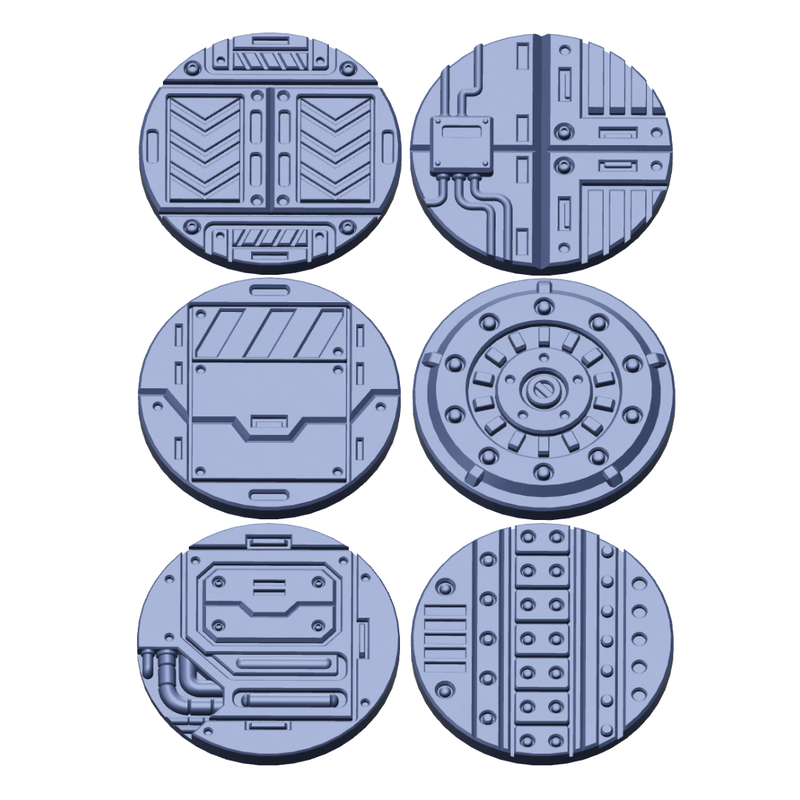 Sci-Fi Factory Floor Base Toppers – 32mm Round Bases - Only-Games