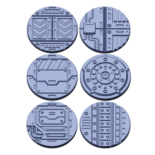Sci-Fi Factory Floor Base Toppers – 32mm Round Bases - Only-Games
