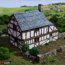 Wattle and Daub Hollyhock Cottage - King and Country - Printable Scenery Terrain Wargaming D&D DnD 10mm 15mm 20mm 25mm 28mm 32mm 40mm 54mm Painted options