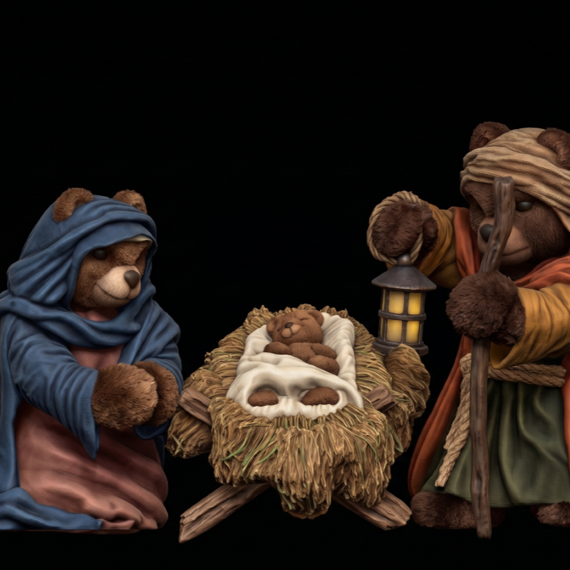 Heartwarming Christmas Magic: The Bear Family Nativity Set - Only-Games