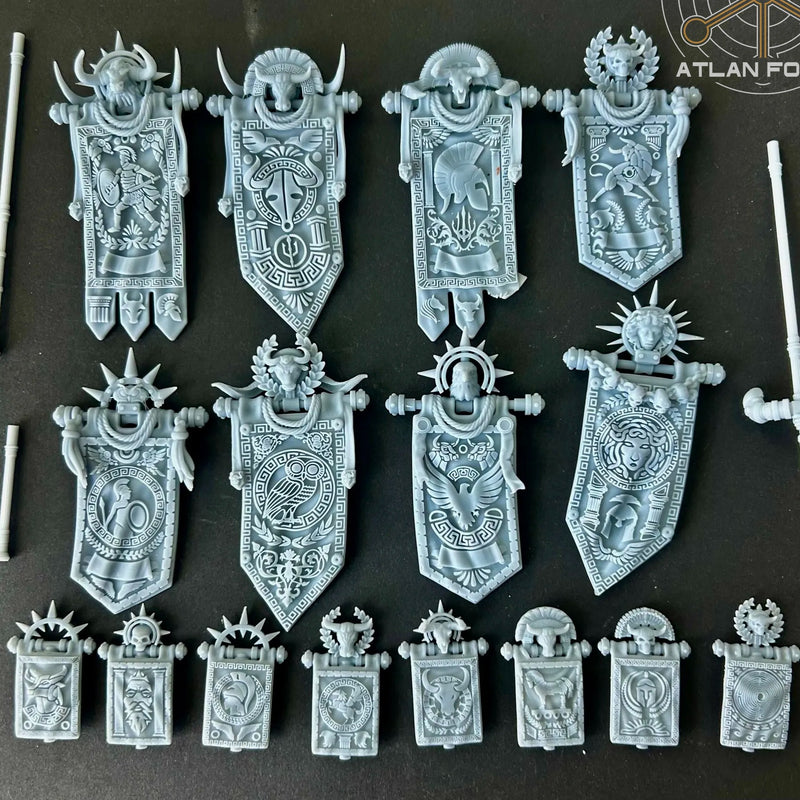 Minoan War Banners (18) + Standard Bearer - Only-Games
