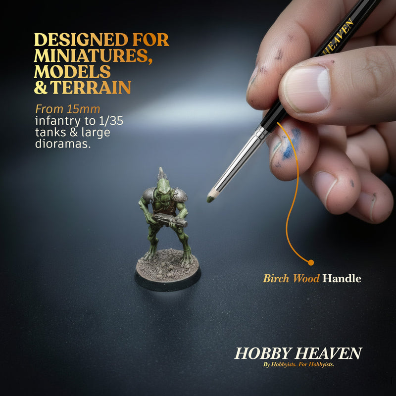 Hobby Heaven 6-Piece Dry Brush Set – XS to XXL Miniature Painting Brushes - Only-Games