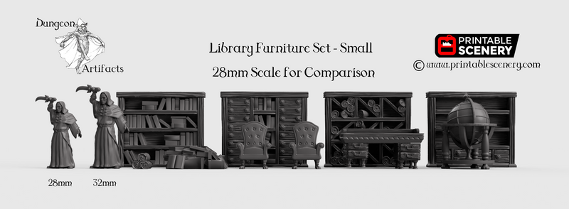 Library Furniture Set - Clorehaven and the Goblin Grotto - Printable Scenery Wargaming Terrain Scatter D&D, DnD - Only-Games