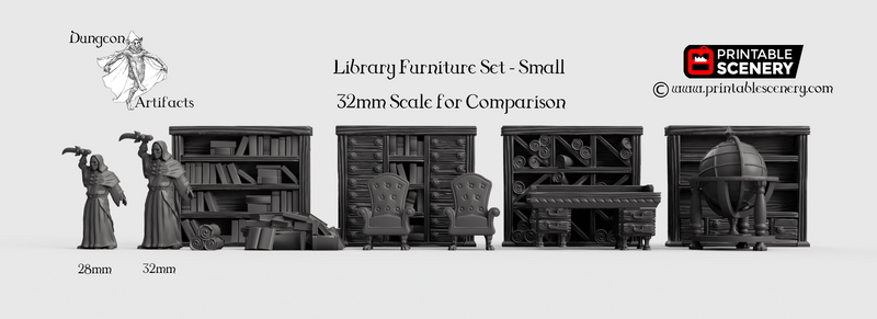Library Furniture Set - Clorehaven and the Goblin Grotto - Printable Scenery Wargaming Terrain Scatter D&D, DnD - Only-Games