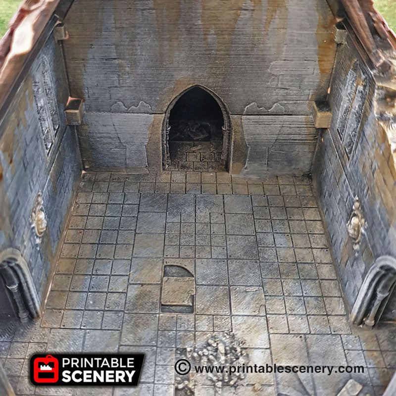 Ruined Medieval Church - Time Warp - Printable Scenery - Only-Games