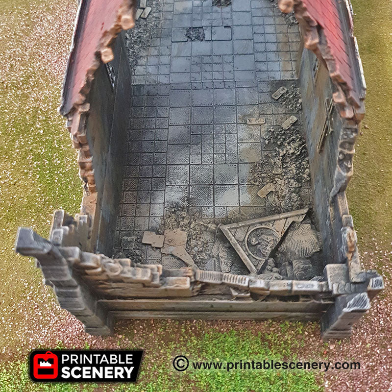 Ruined Medieval Church - Time Warp - Printable Scenery Wargaming Terrain Scatter D&D, DnD - Only-Games