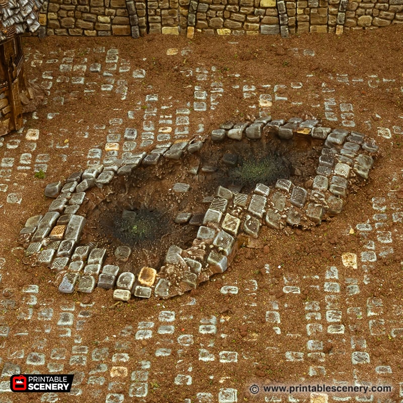Meteor Craters - Cities of Ramshackle and Ruin - Printable Scenery - Terrain, Wargaming, D&D, DnD - Only-Games