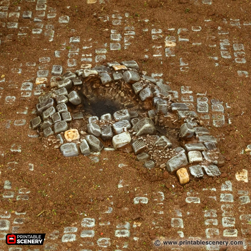 Meteor Craters - Cities of Ramshackle and Ruin - Printable Scenery - Terrain, Wargaming, D&D, DnD - Only-Games