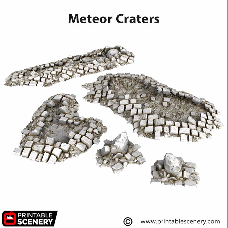 Meteor Craters - Cities of Ramshackle and Ruin - Printable Scenery - Terrain, Wargaming, D&D, DnD - Only-Games