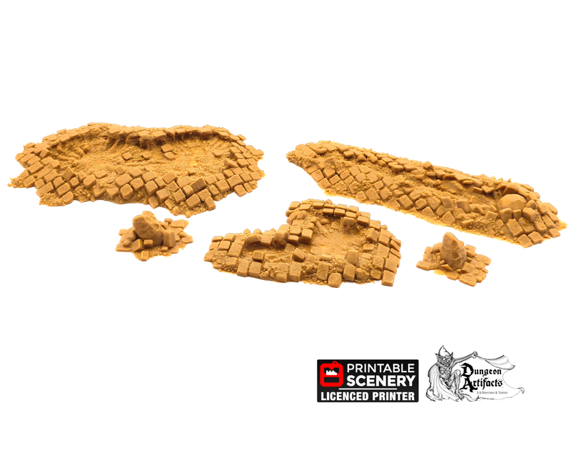 Meteor Craters - Cities of Ramshackle and Ruin - Printable Scenery - Terrain, Wargaming, D&D, DnD - Only-Games
