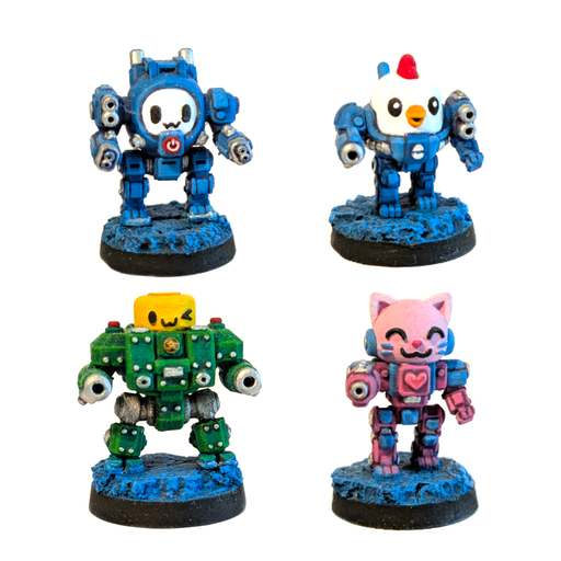 15mm Cute Mech Tabletop Miniatures Set of 4 with Bases - Only-Games