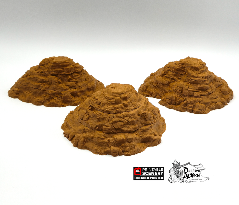 Modular Hills - Brave New Worlds - Printable Scenery Wasteworld Gaslands New Eden Terrain Scatter D&D DnD - Only-Games